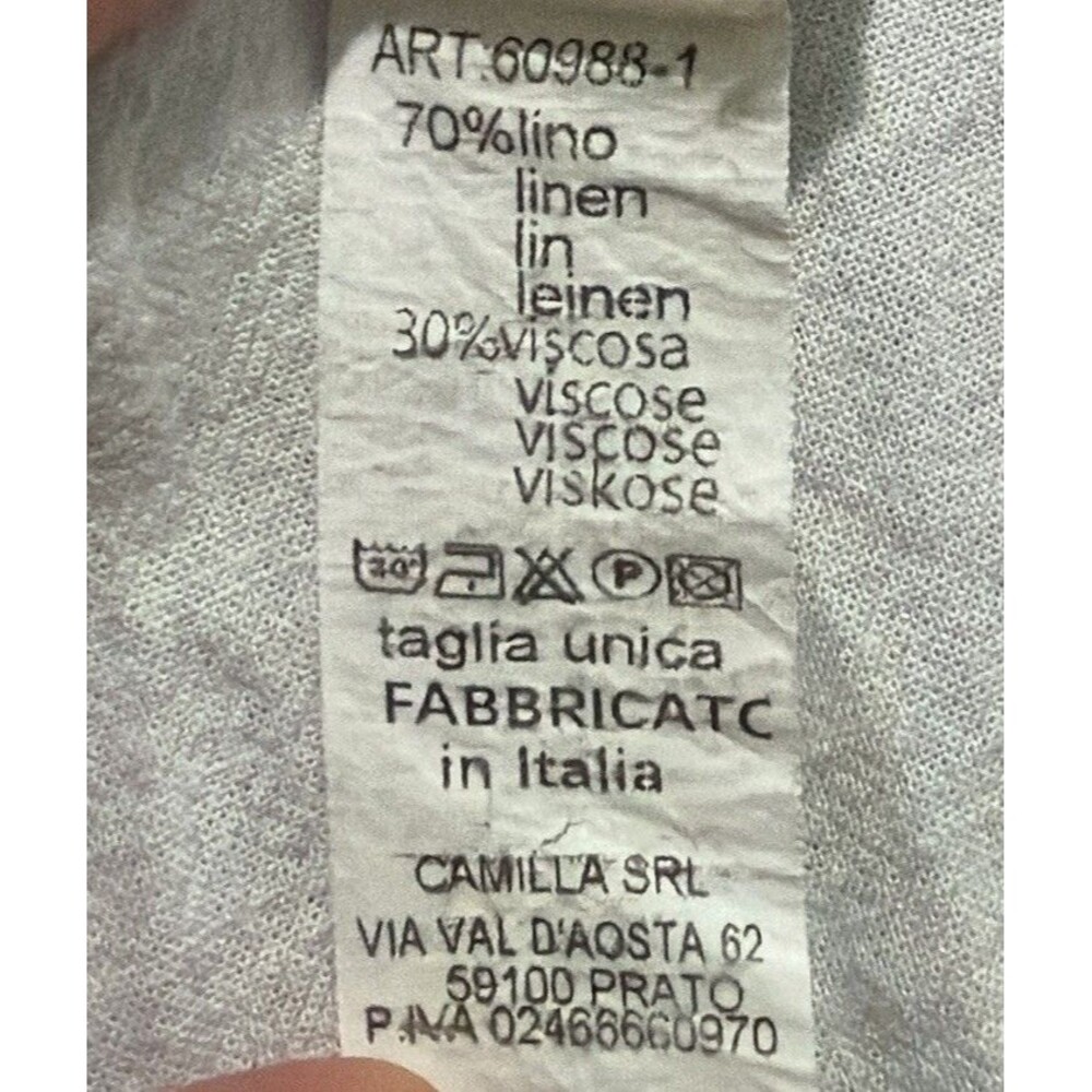 Made In Italy Linen Dress One Size White Wrap Style Short Sleeve Belted - Picture 6 of 8